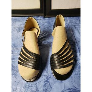New Black galo Regalo Sandals w Silver on Heels Slip on shoes Size‎ 39 US 8_8.5M